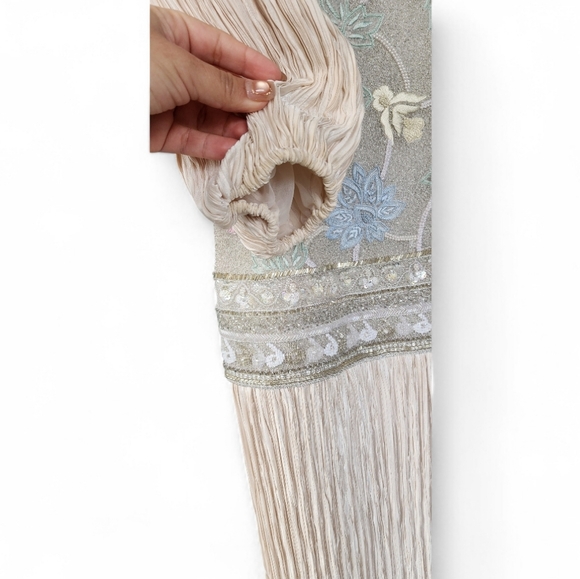 Mary Mcfadden Elegant Floral Embroidered Sequined Dress Sz 8 - Picture 5 of 16